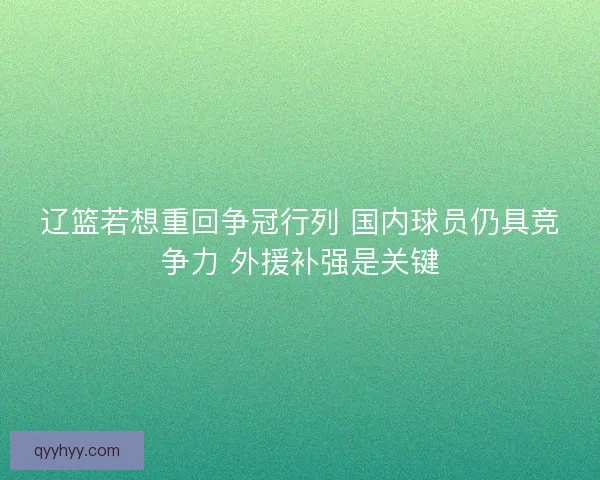 辽篮若想重回争冠行列 国内球员仍具竞争力 外援补强是关键
